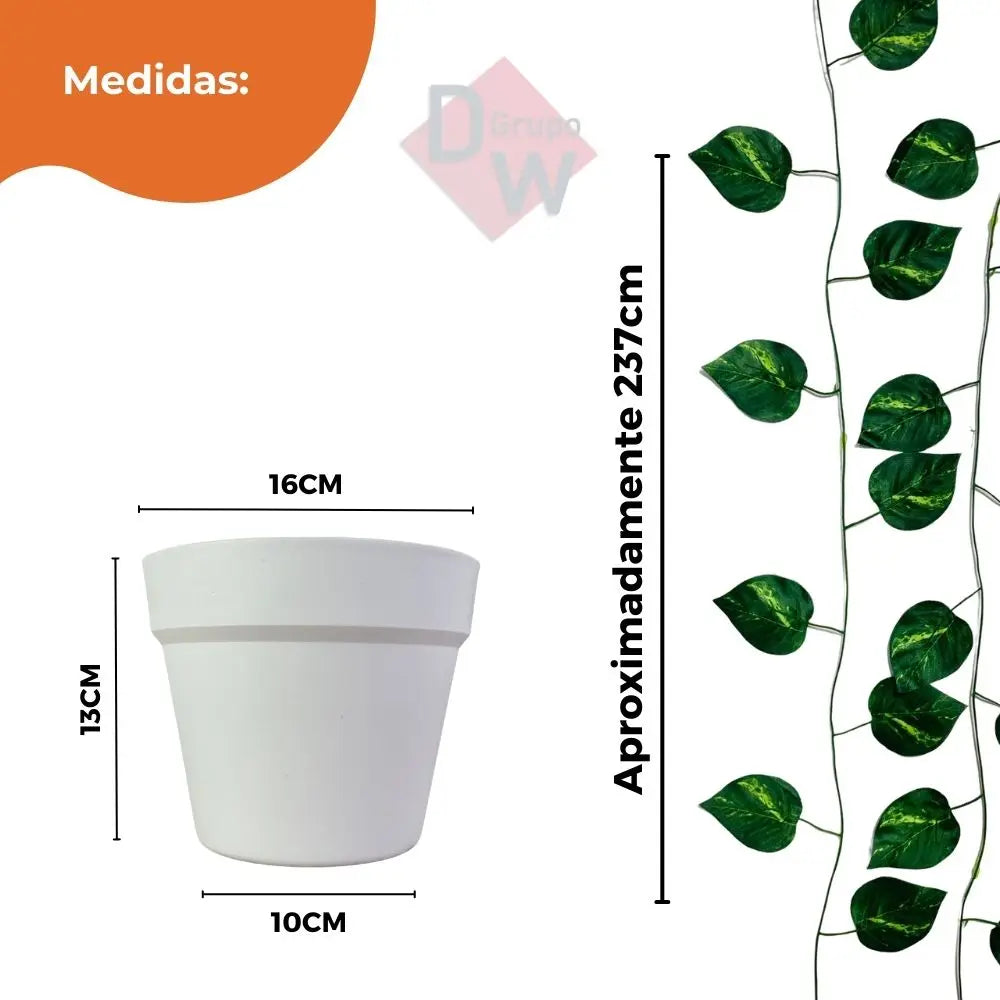 Jiboia Artificial com Vaso Branco