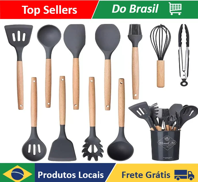 Kit de Utensílios de Cozinha em Silicone