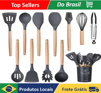 Kit de Utensílios de Cozinha em Silicone